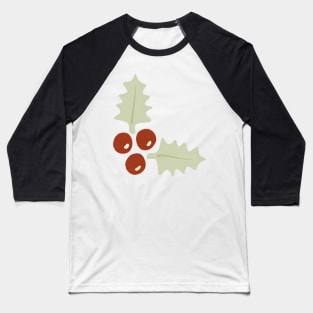 Mistletoe Holly Berries Christmas Plant Pattern Baseball T-Shirt